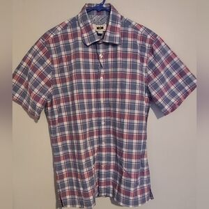 Joseph Abboud short sleeved casual dress shirt button down plaid‎ print